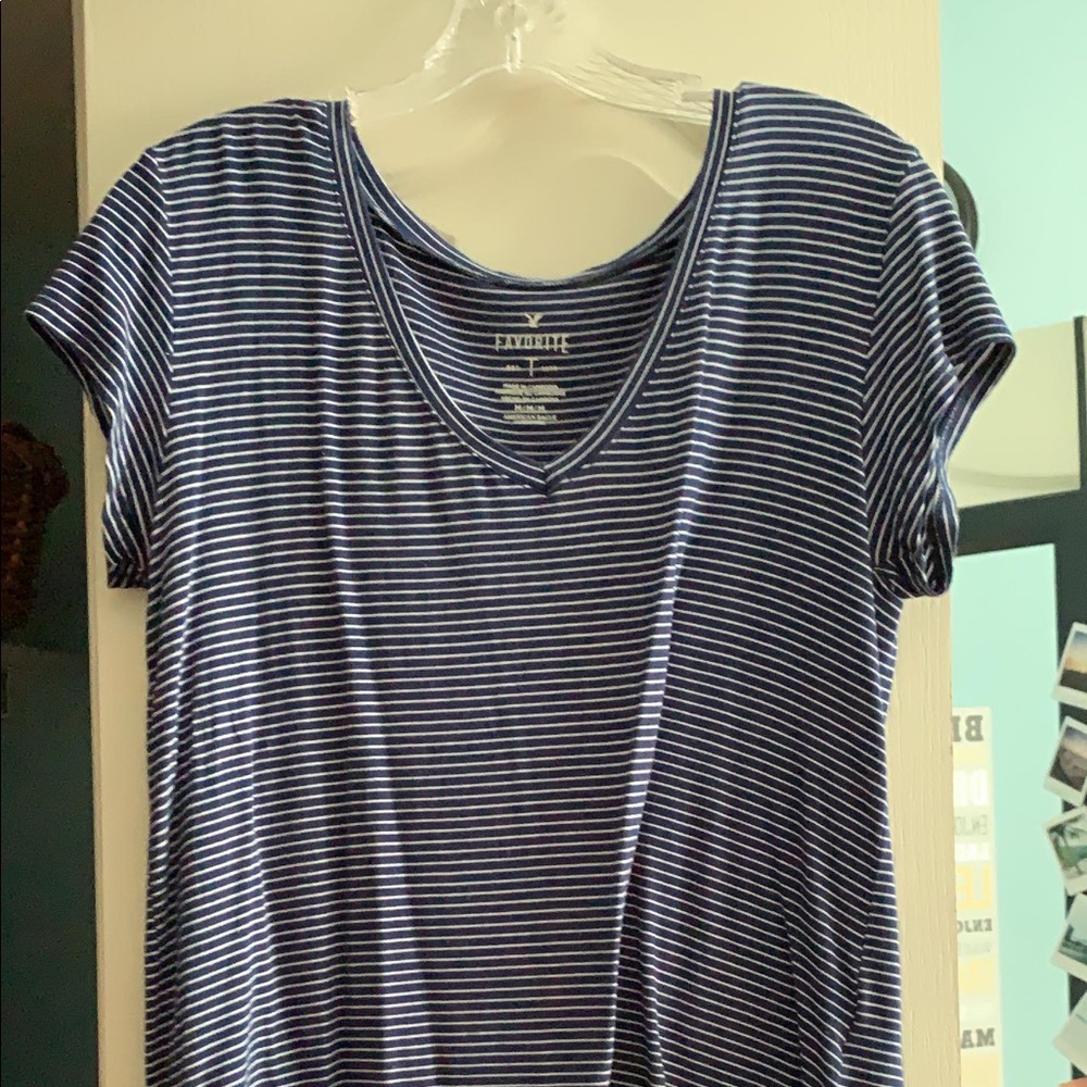 Blue and white striped shirt